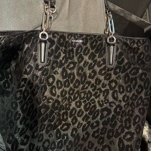 Coach Black Leopard Print Tote